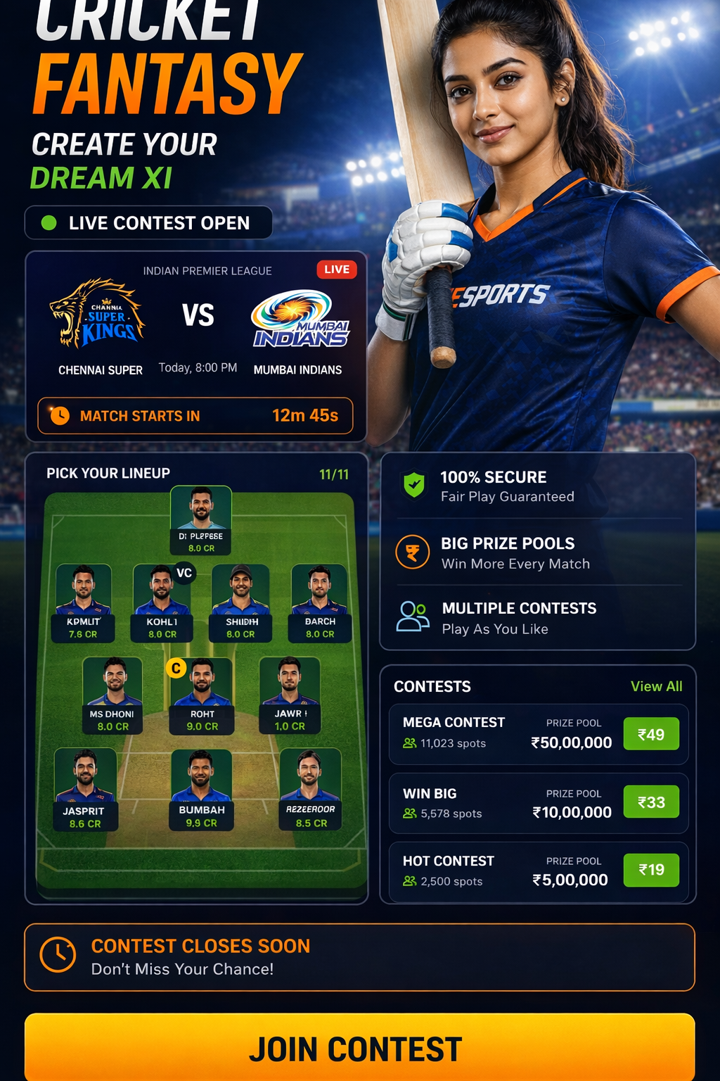 Come India Hub cricket matchday visual