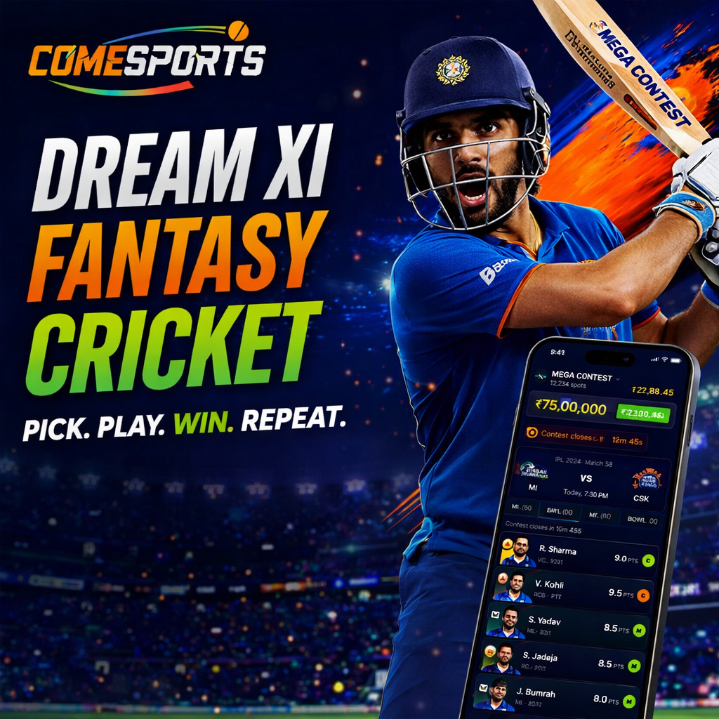 Come India Hub Dream XI fantasy cricket ad visual