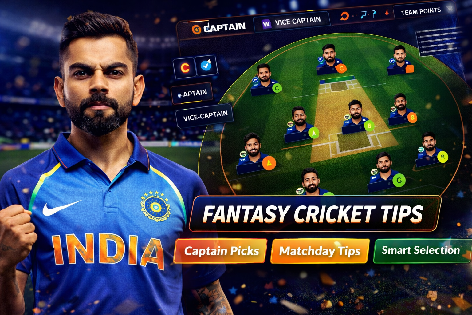 Come India Hub role based fantasy cricket checklist